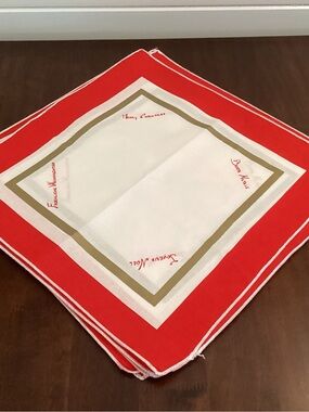 Holiday Dinner Napkins - Antique  German Red and White Dinner Napkins (12)